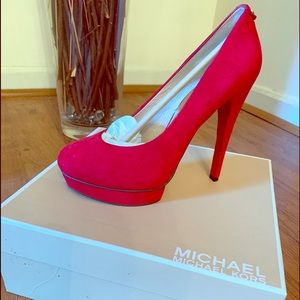 Michael Kors Red Suede Platform Heels